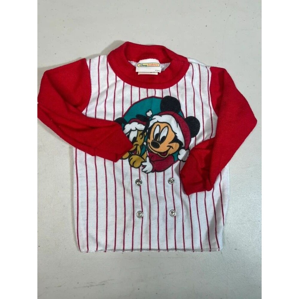 Vintage Disney Babies Mickey Mouse Pluto Christmas Shirt 18 Months